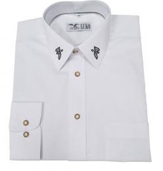 Myslivecká košile bílá s ozdobou na límci - dlouhý rukáv
